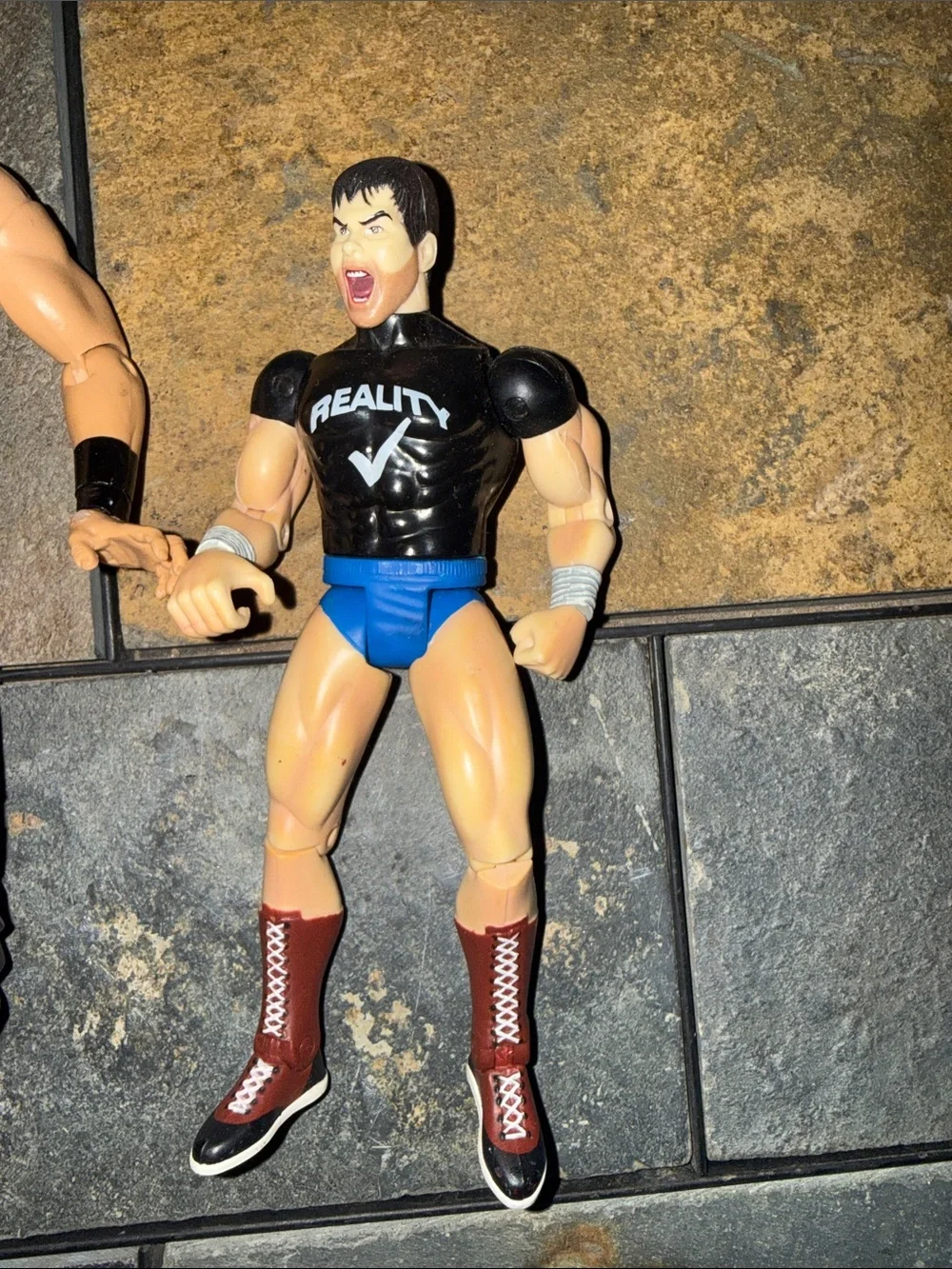 Wrestling Action Figures Set - Black Pants & Blue Trunks